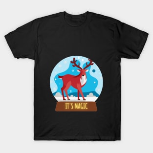 A red deer in a snow globe T-Shirt